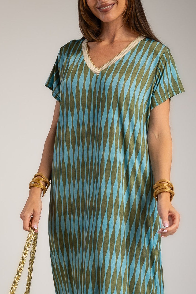 VESTIDO ALBNS OVERSIZE LYCRA FRIA DAMERO LUREX - Carla Valente