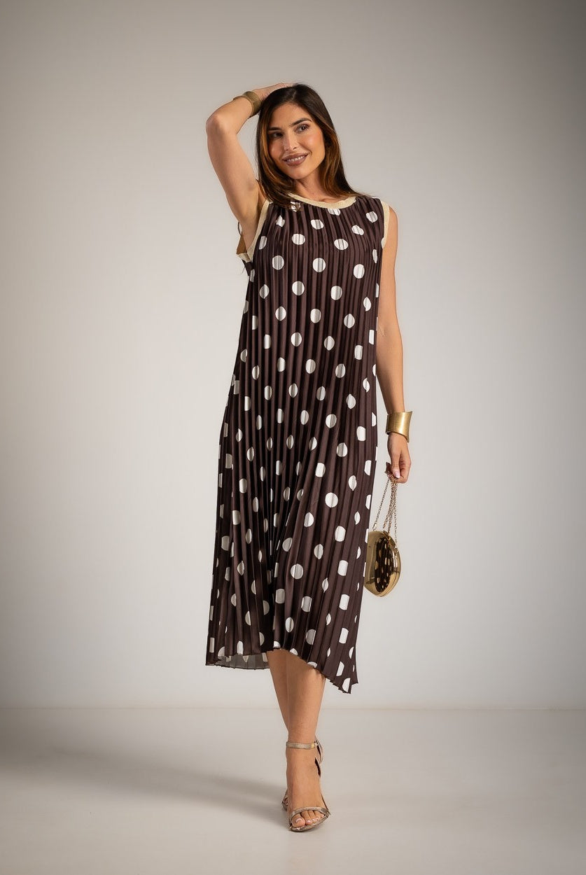 VESTIDO ALBNS PLISSADO POLKA DOTS VIVO LUREX - Carla Valente