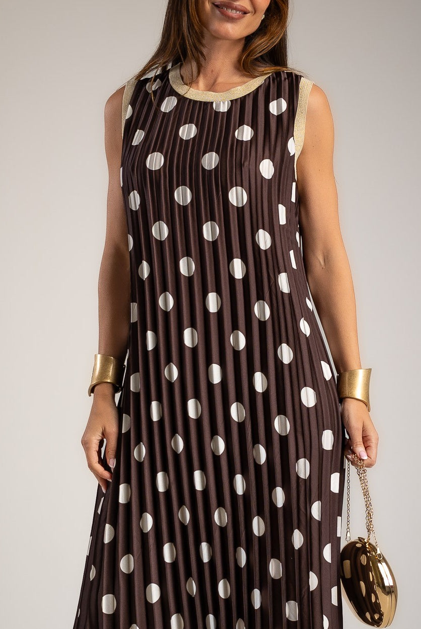 VESTIDO ALBNS PLISSADO POLKA DOTS VIVO LUREX - Carla Valente