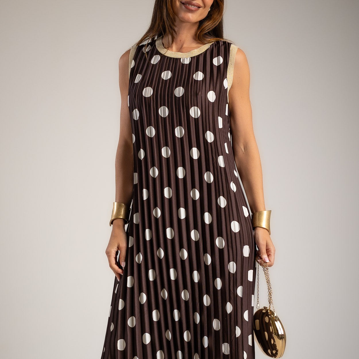 VESTIDO ALBNS PLISSADO POLKA DOTS VIVO LUREX - Carla Valente
