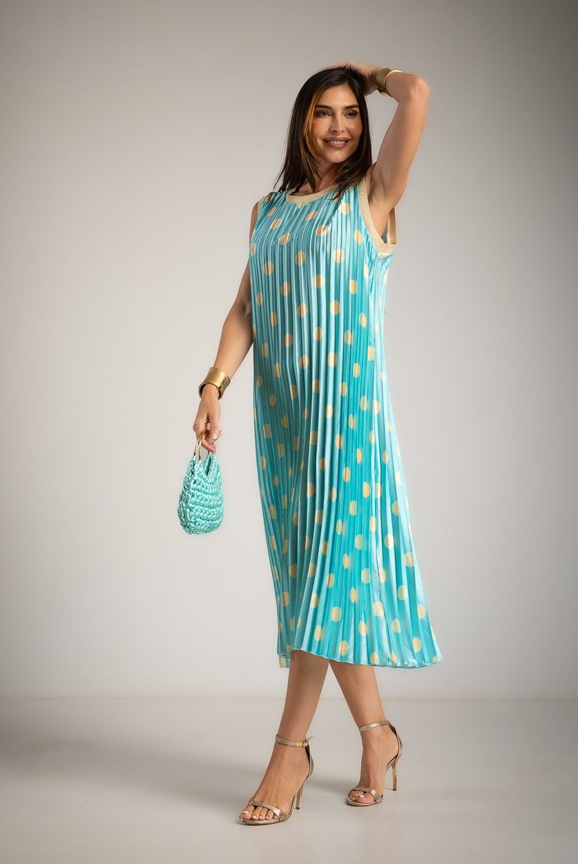 VESTIDO ALBNS PLISSADO POLKA DOTS VIVO LUREX - Carla Valente