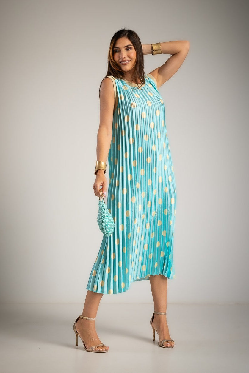 VESTIDO ALBNS PLISSADO POLKA DOTS VIVO LUREX - Carla Valente