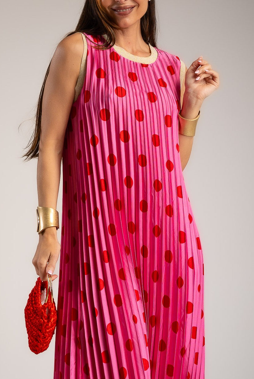 VESTIDO ALBNS PLISSADO POLKA DOTS VIVO LUREX - Carla Valente