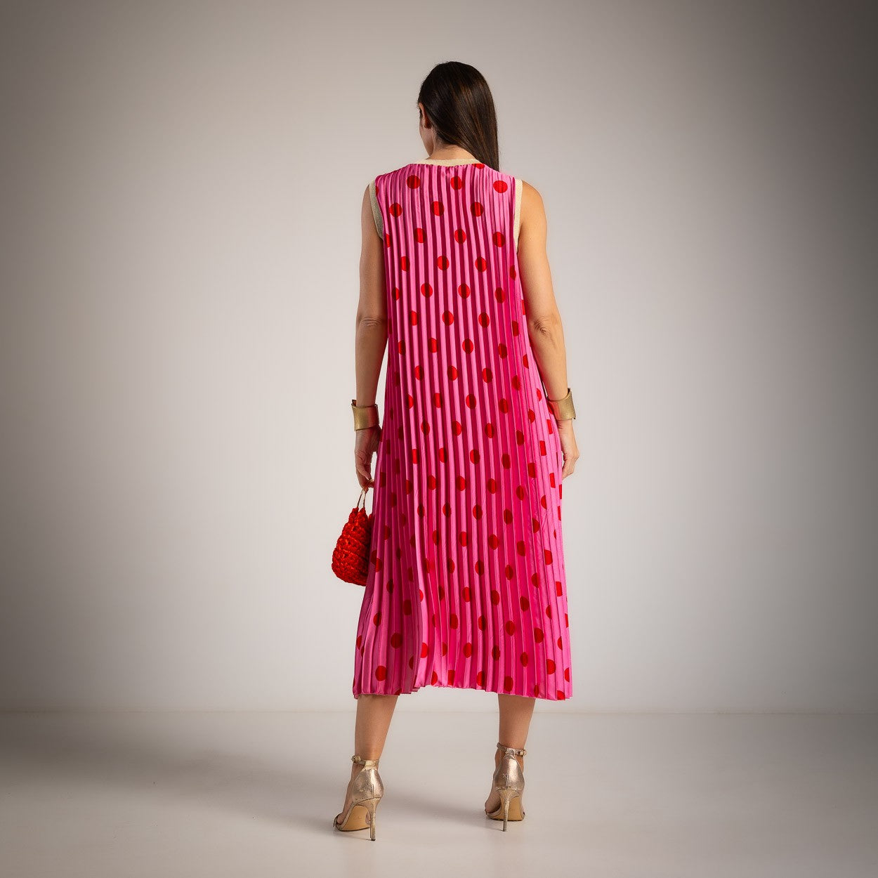 VESTIDO ALBNS PLISSADO POLKA DOTS VIVO LUREX - Carla Valente