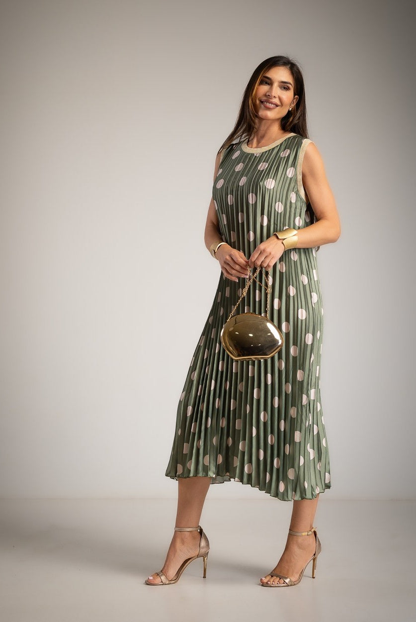 VESTIDO ALBNS PLISSADO POLKA DOTS VIVO LUREX - Carla Valente