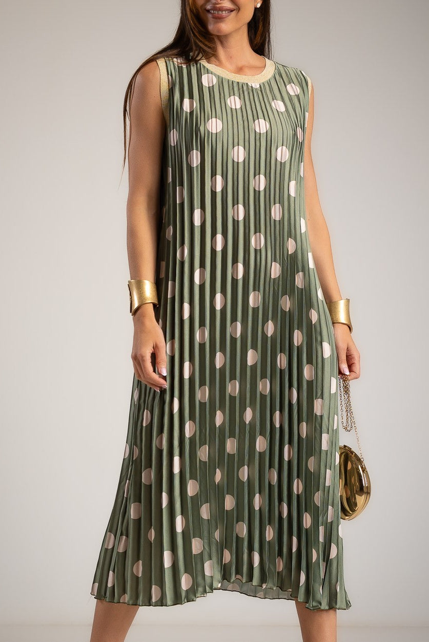VESTIDO ALBNS PLISSADO POLKA DOTS VIVO LUREX - Carla Valente