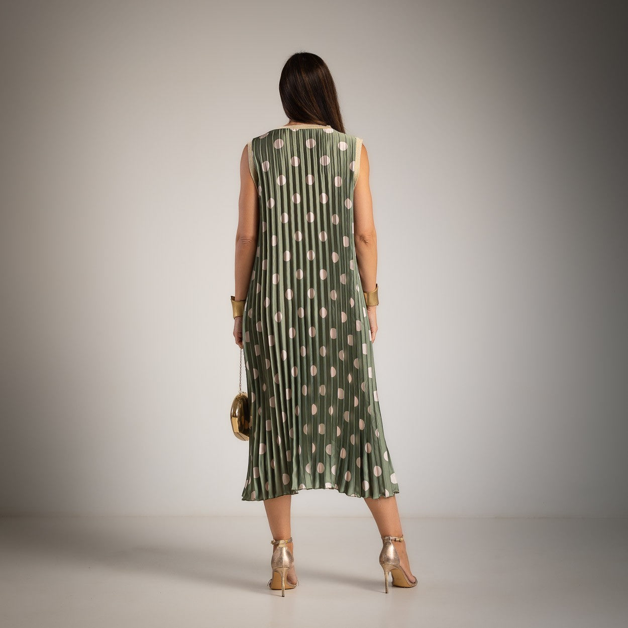 VESTIDO ALBNS PLISSADO POLKA DOTS VIVO LUREX - Carla Valente