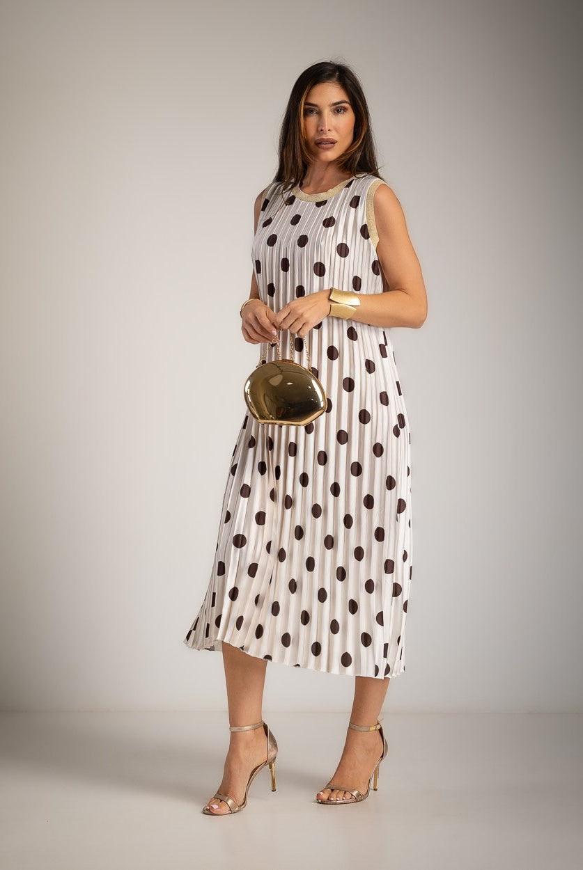 VESTIDO ALBNS PLISSADO POLKA DOTS VIVO LUREX - Carla Valente