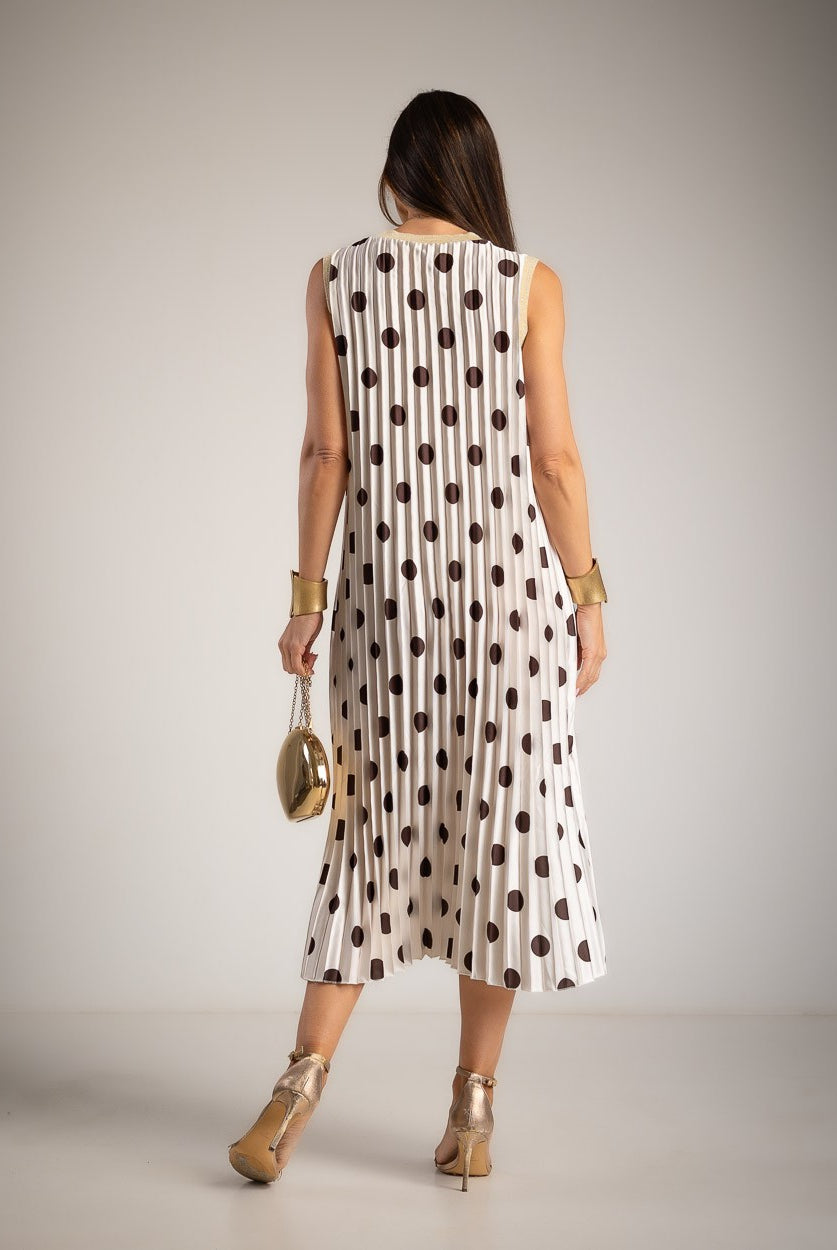 VESTIDO ALBNS PLISSADO POLKA DOTS VIVO LUREX - Carla Valente