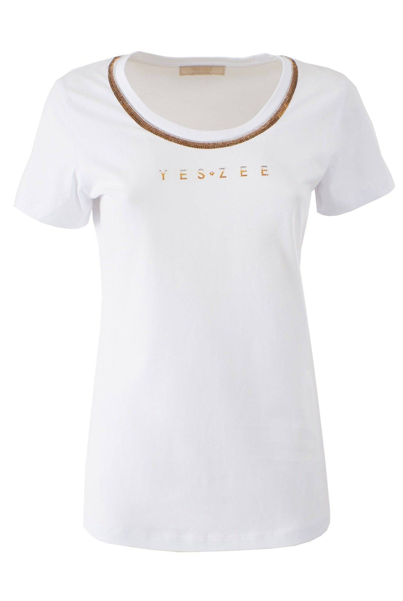 T-SHIRT YES ZEE DEC REDONDO C/STRASS - Carla Valente