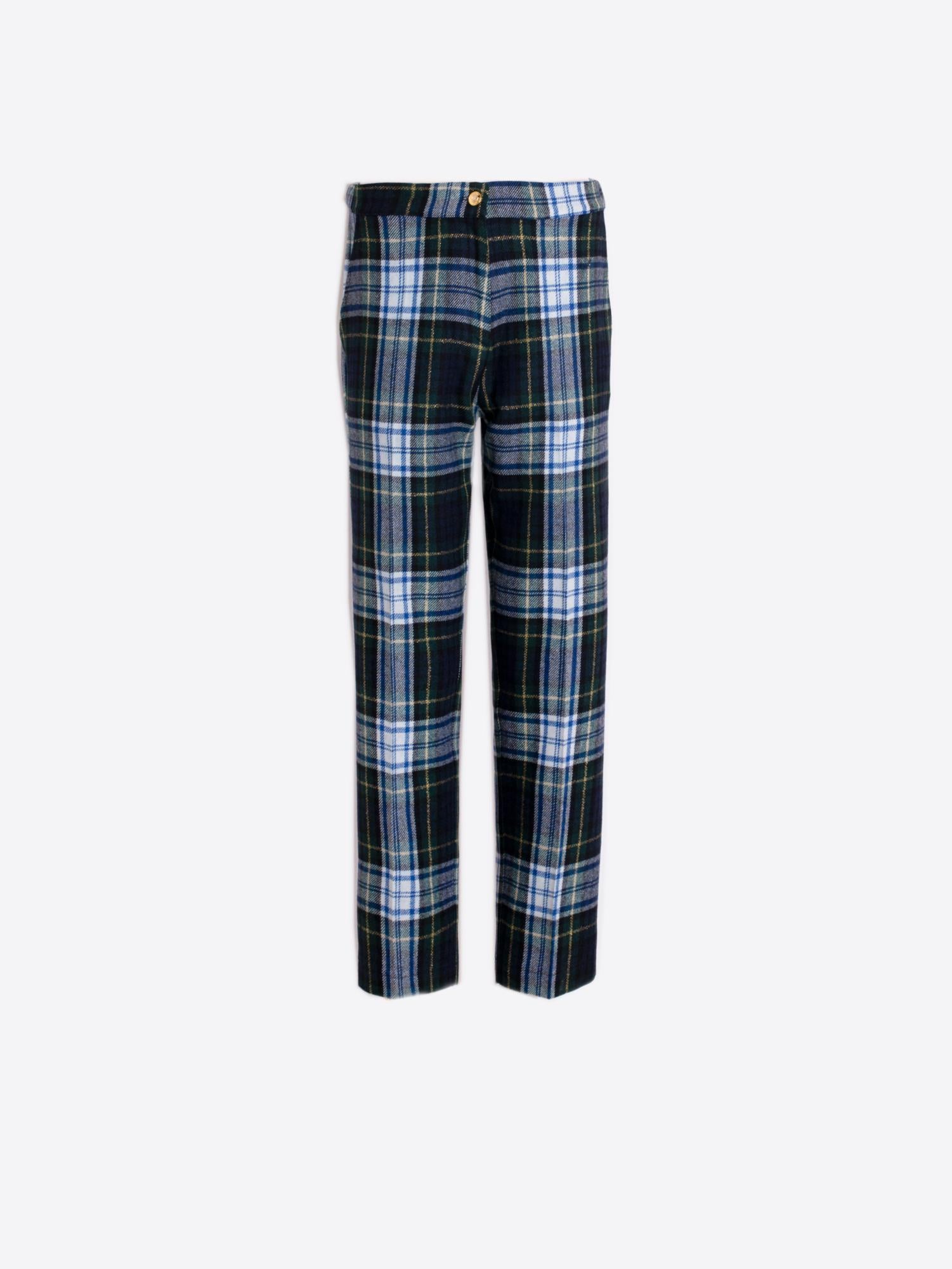CALÇA VILAGALLO TIFFANY VERDE ESCOCÊS OURO - Carla Valente