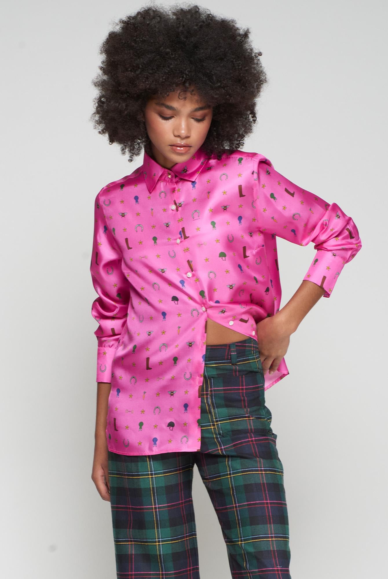 CAMISA VILAGALLO MARIELA MOTIVOS HIPICA SEDA - Carla Valente