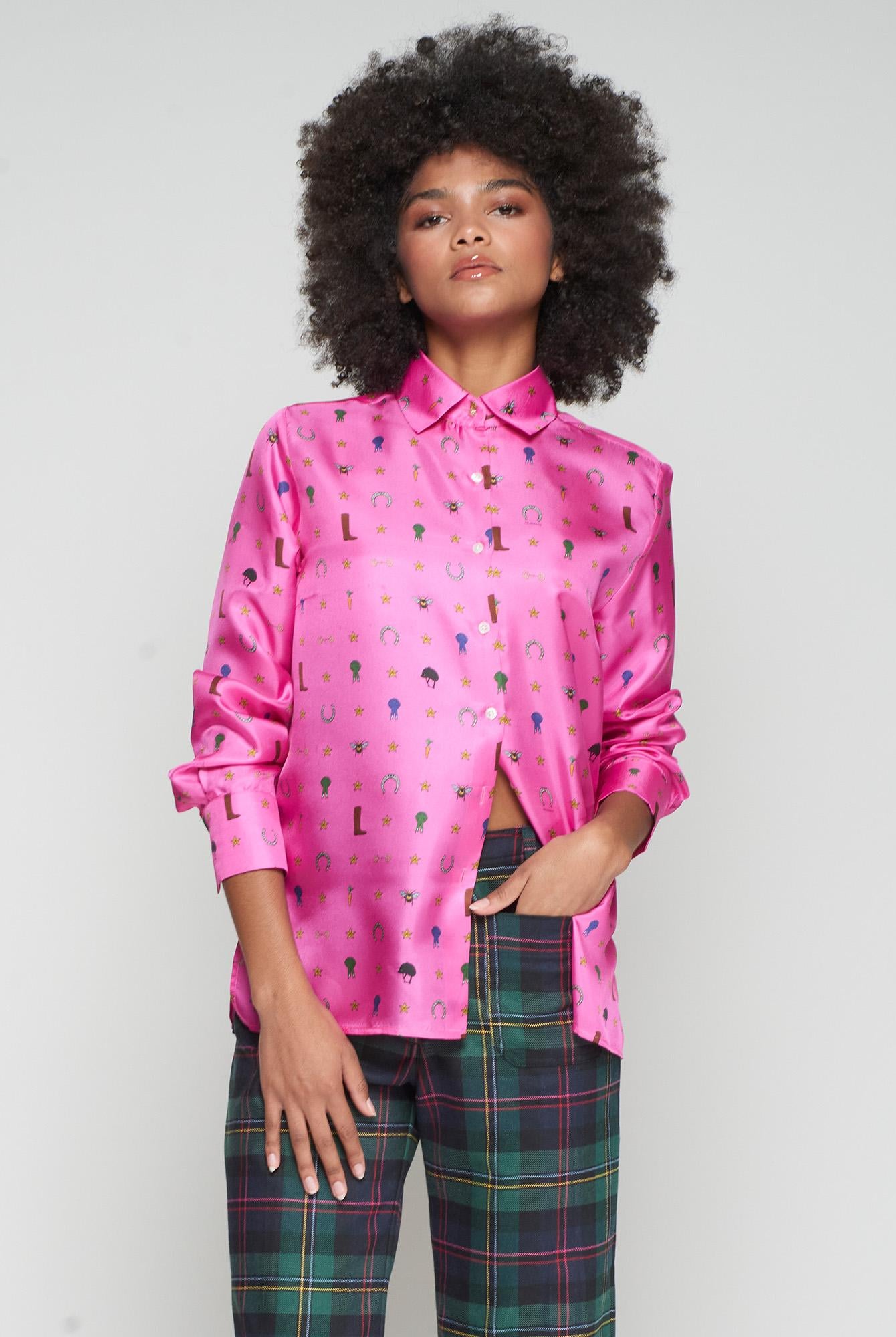 CAMISA VILAGALLO MARIELA MOTIVOS HIPICA SEDA - Carla Valente