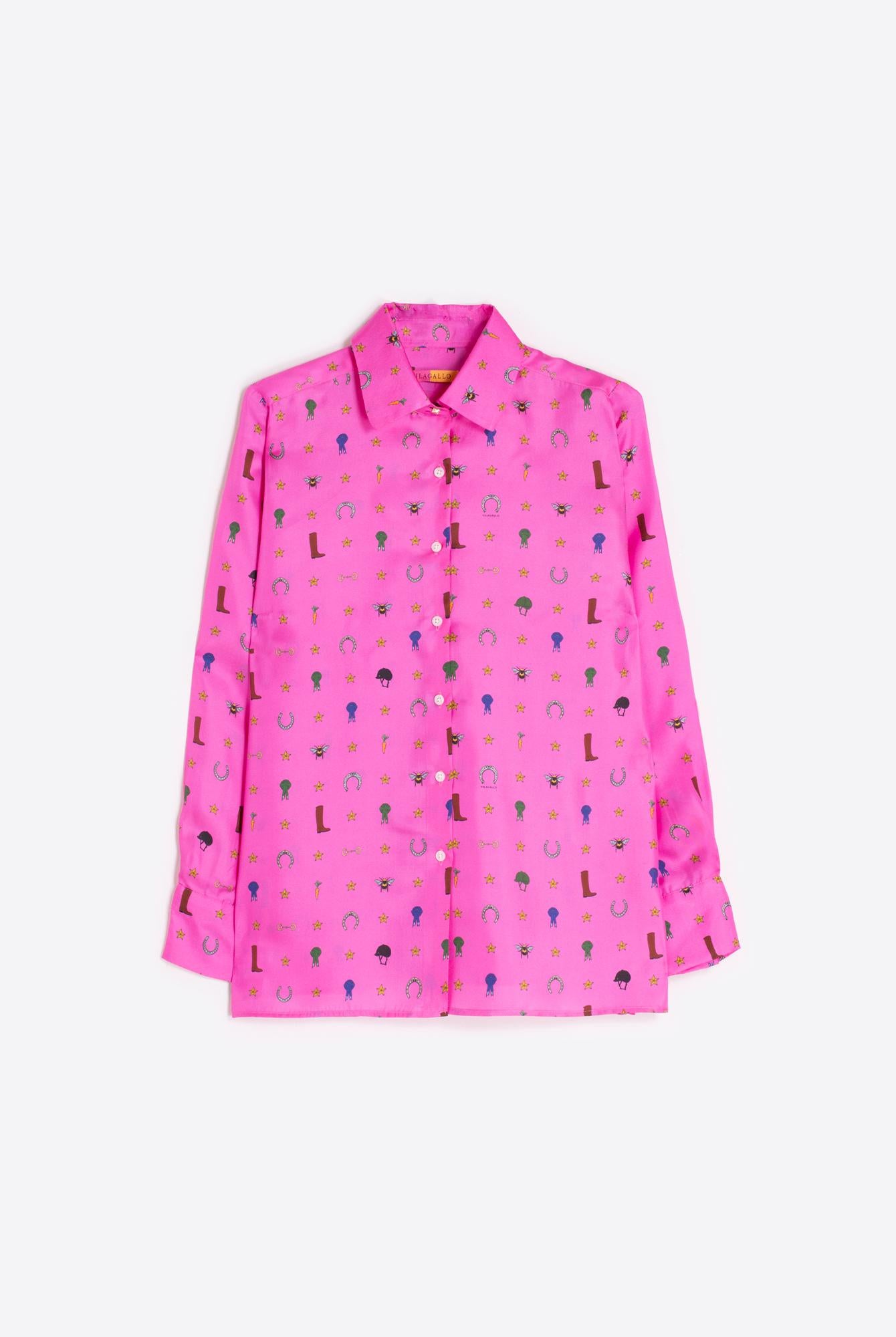 CAMISA VILAGALLO MARIELA MOTIVOS HIPICA SEDA - Carla Valente