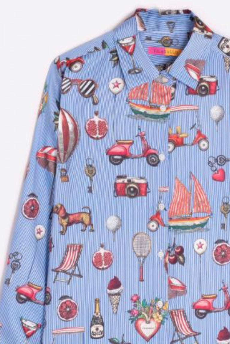 CAMISA VILAGALLO ISA VINTAGE ESTAPADA E COM RISCAS - Carla Valente