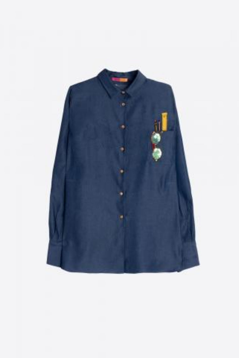 CAMISA VILAGALLO ANA COM EMBLEMA EM TENCEL - Carla Valente