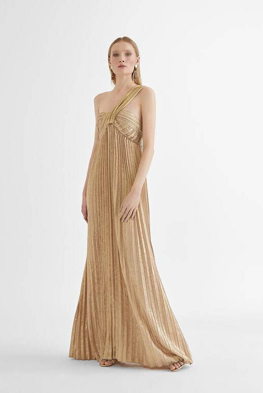 VESTIDO MAITE LONGO C/ALÇA PLISSADA - Carla Valente