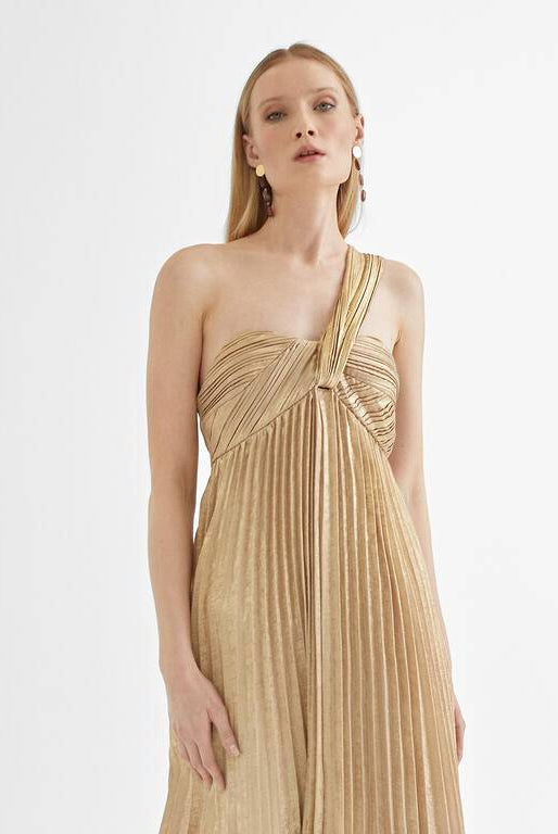 VESTIDO MAITE LONGO C/ALÇA PLISSADA - Carla Valente