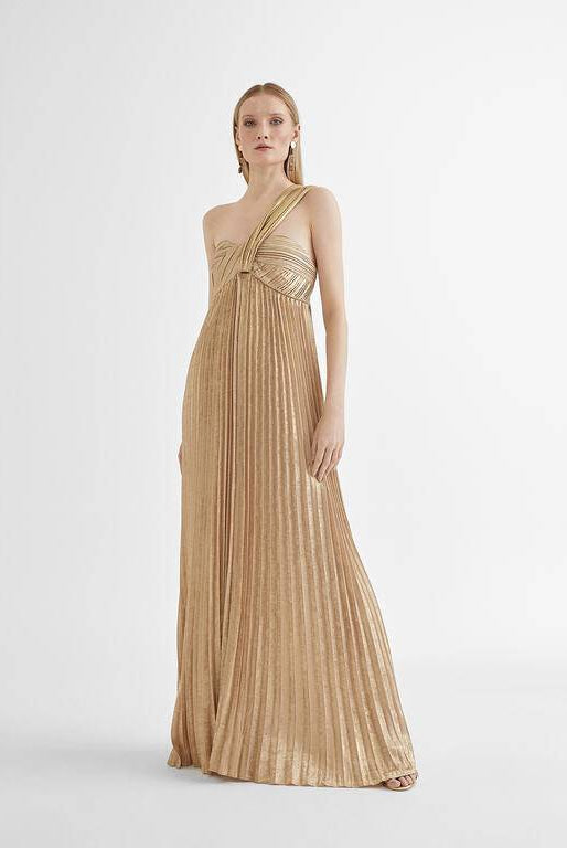 VESTIDO MAITE LONGO C/ALÇA PLISSADA - Carla Valente