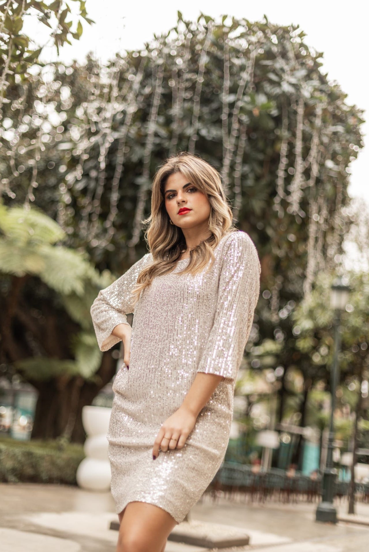 VESTIDO LANTEJOULAS DECOTE REDONDO - Carla Valente