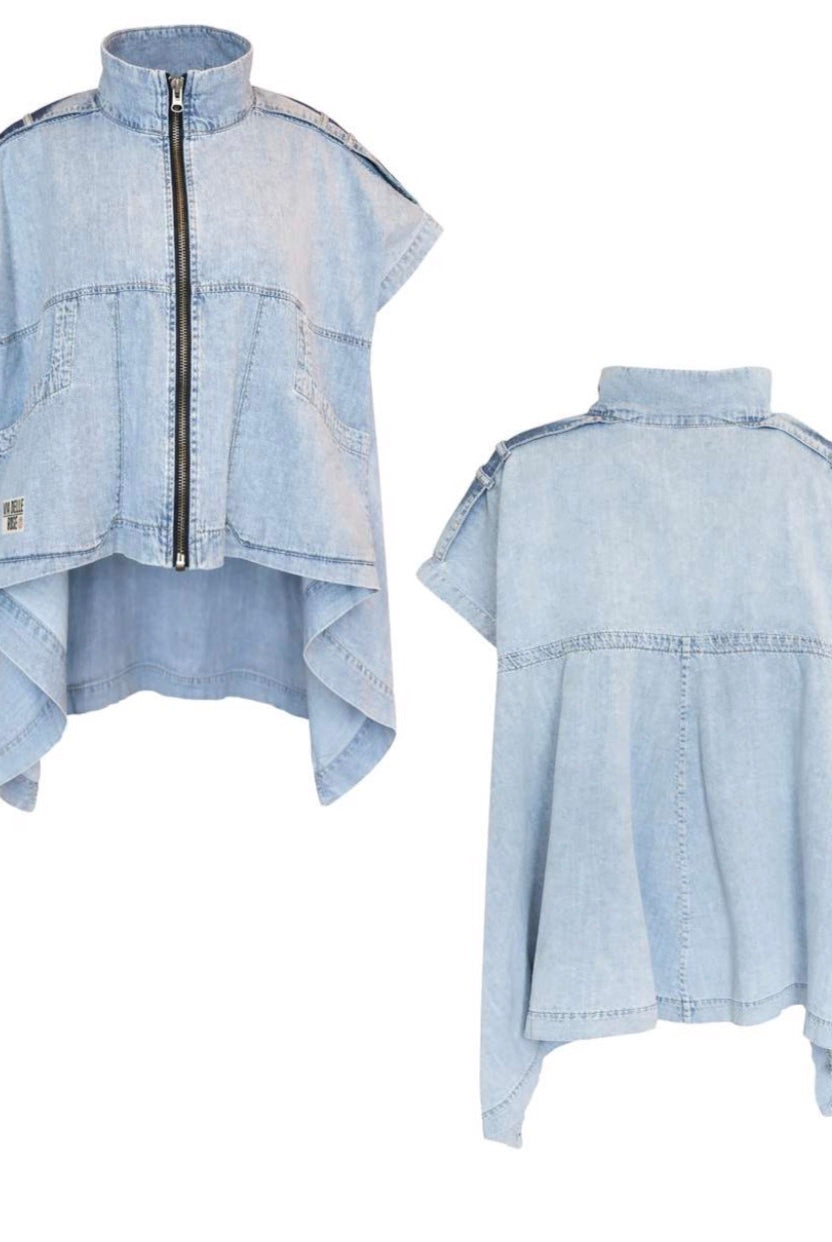 CAMISA VDR ASSIMÉTRICA JEANS COM ZIPER - Carla Valente