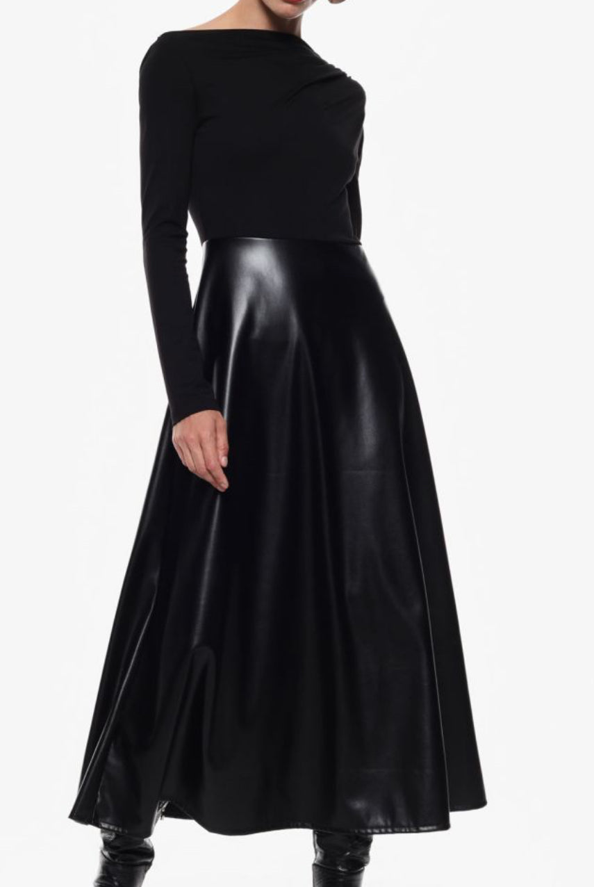 VESTIDO IMPERIAL COM CONTRASTE ECOPELE - Carla Valente