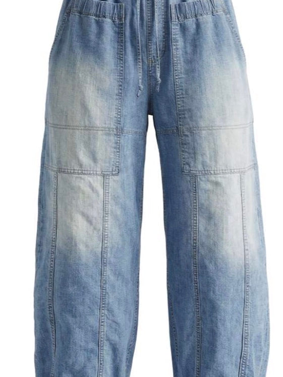 CALÇA VDR BALLOON JEANS BOLSO FRONTAL ELÁSTICO NA CINTA - Carla Valente