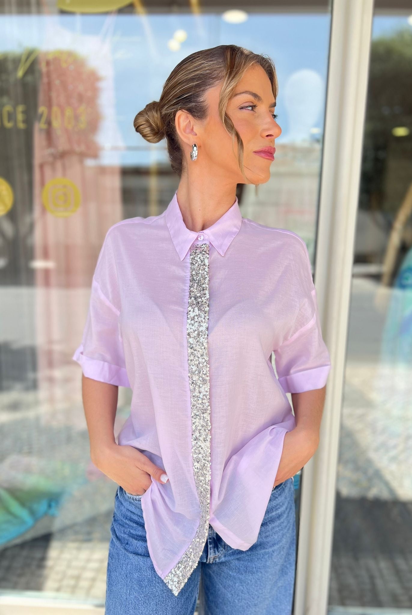 CAMISA DIXIE FECHO LANTEJOULAS - Carla Valente
