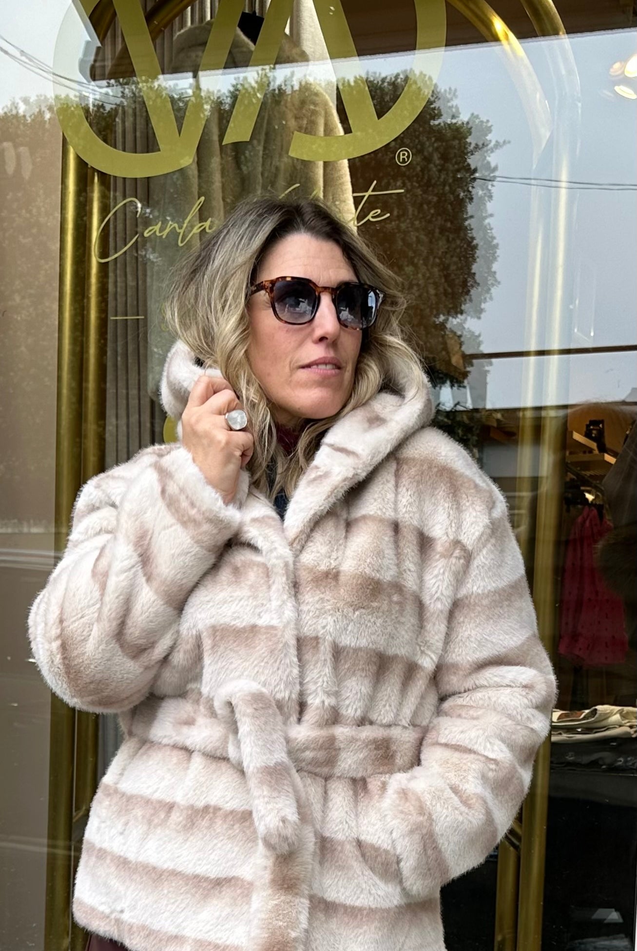 CASACO GOLDESILVER FAKE FUR C/CINTO BONBON - Carla Valente