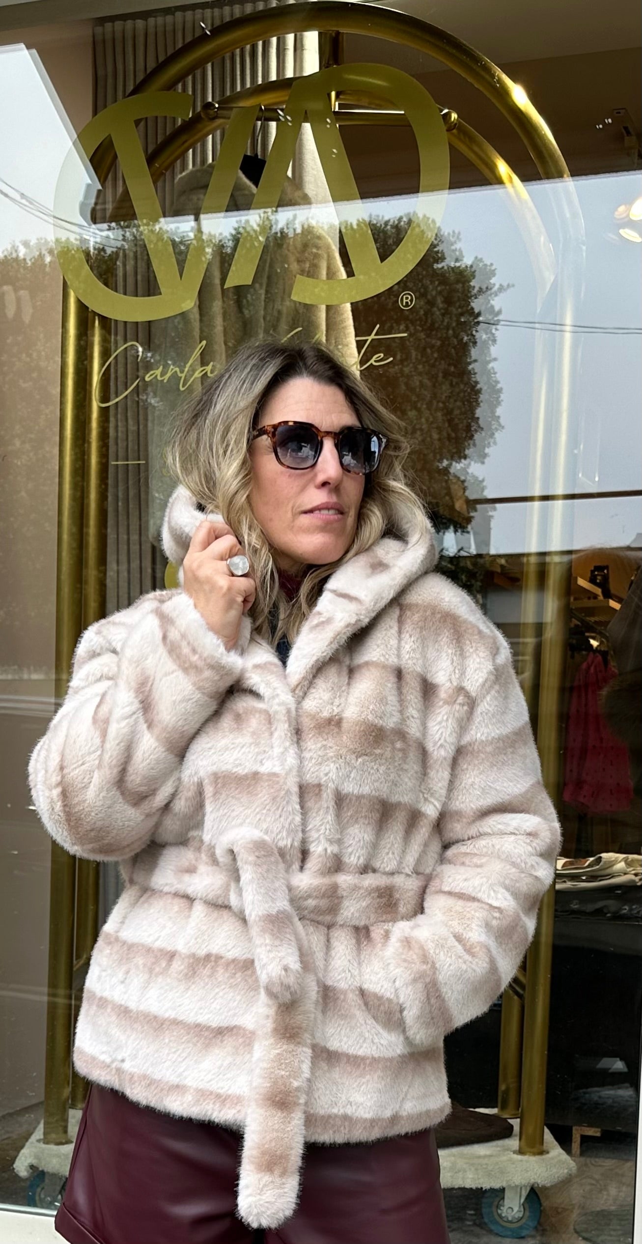 CASACO GOLDESILVER FAKE FUR C/CINTO BONBON - Carla Valente