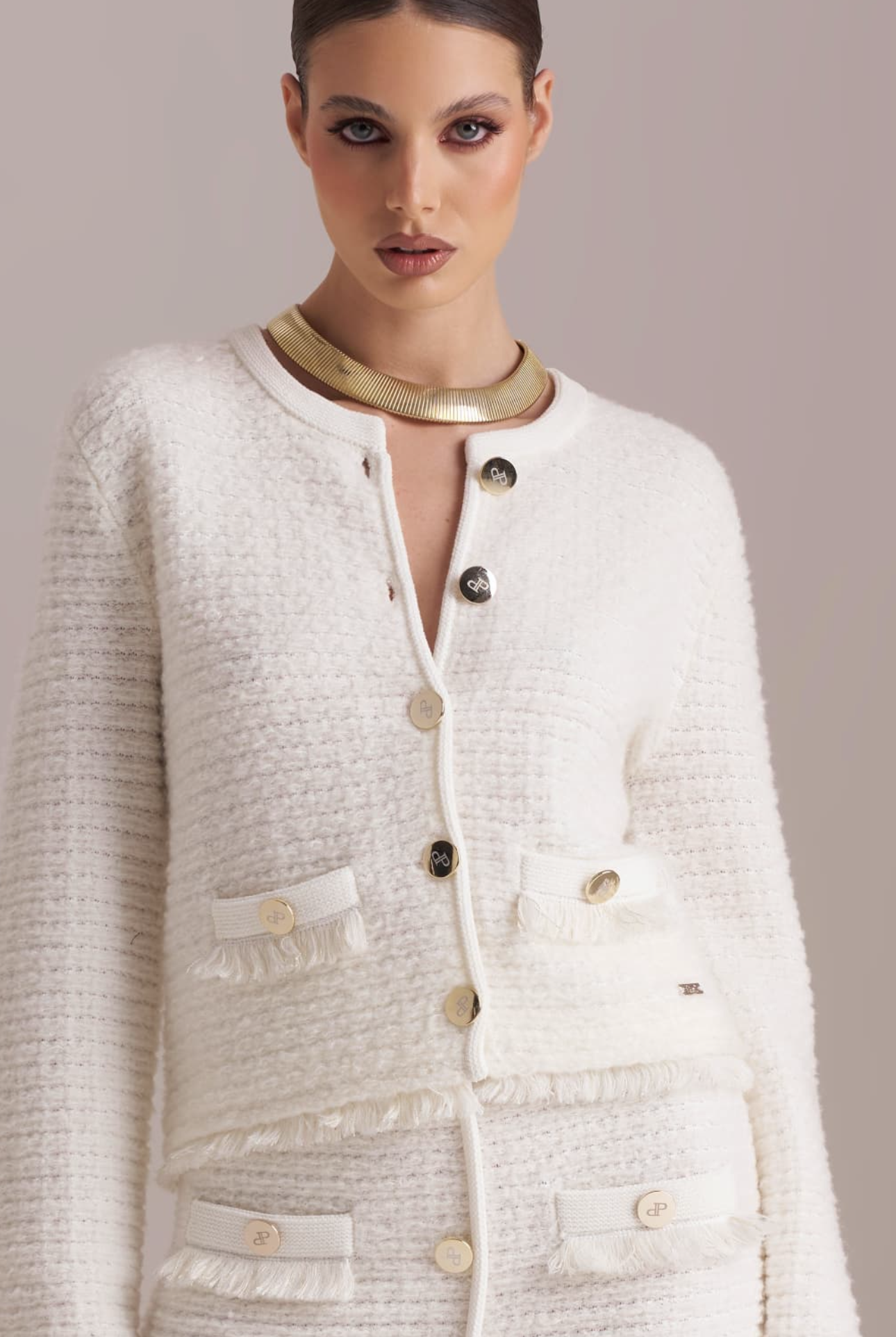 CARDIGAN PHO FIRENZE DE MALHA COM BOTÕES DOURADOS - Carla Valente