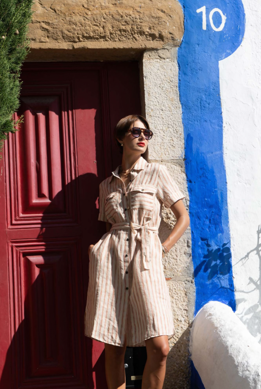 VESTIDO LIBERJEANS ESTAMPA COM RISCAS MANGA 3/4 - Carla Valente