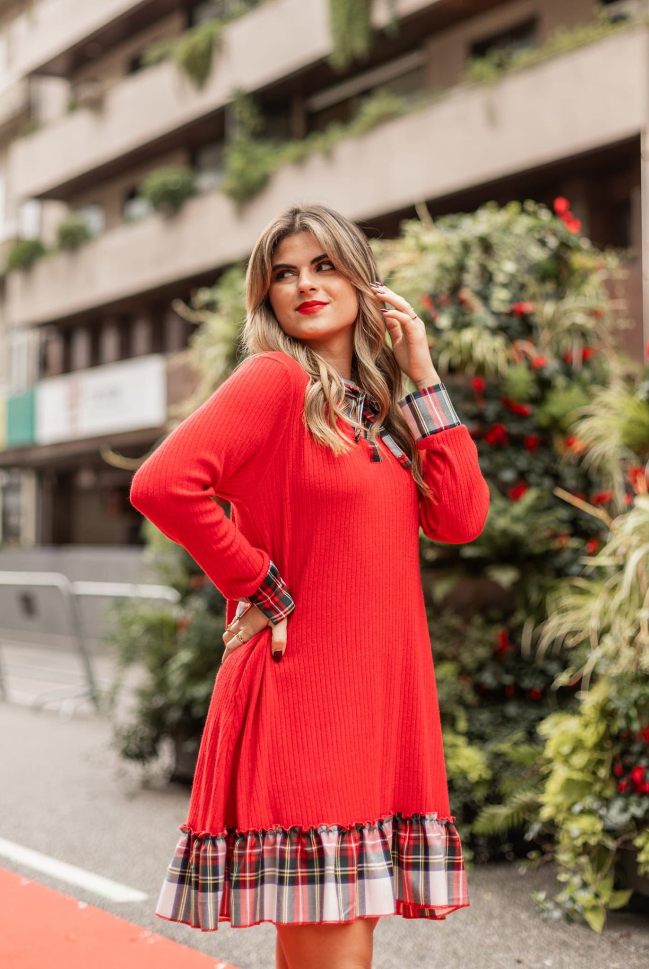 VESTIDO MALHA CHRISTMAS CANELADA FOLHO N - Carla Valente