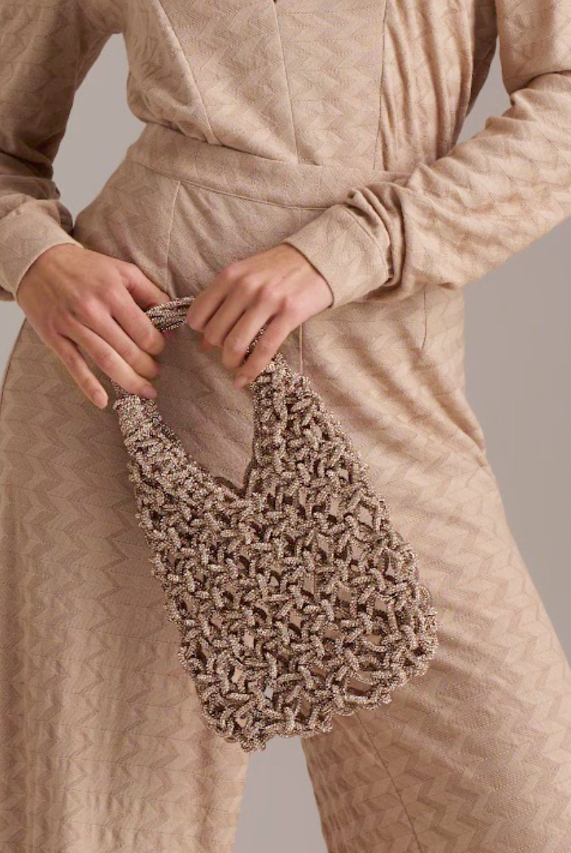 SACO PHO FIRENZE TECIDO EFEITO CROCHET COM STRASS - Carla Valente
