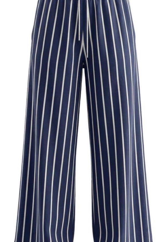 CALÇAS VDR WIDE LEG RISCAS CINTA COM ELÁSTICO COM CORDÃO - Carla Valente