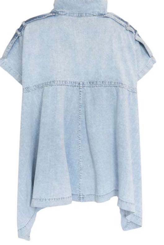 CAMISA VDR ASSIMÉTRICA JEANS COM ZIPER - Carla Valente