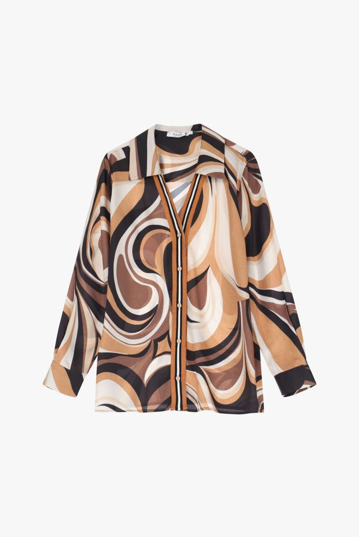 CAMISA PLEASE COM GOLA CLÁSSICA ESTAMPA - Carla Valente