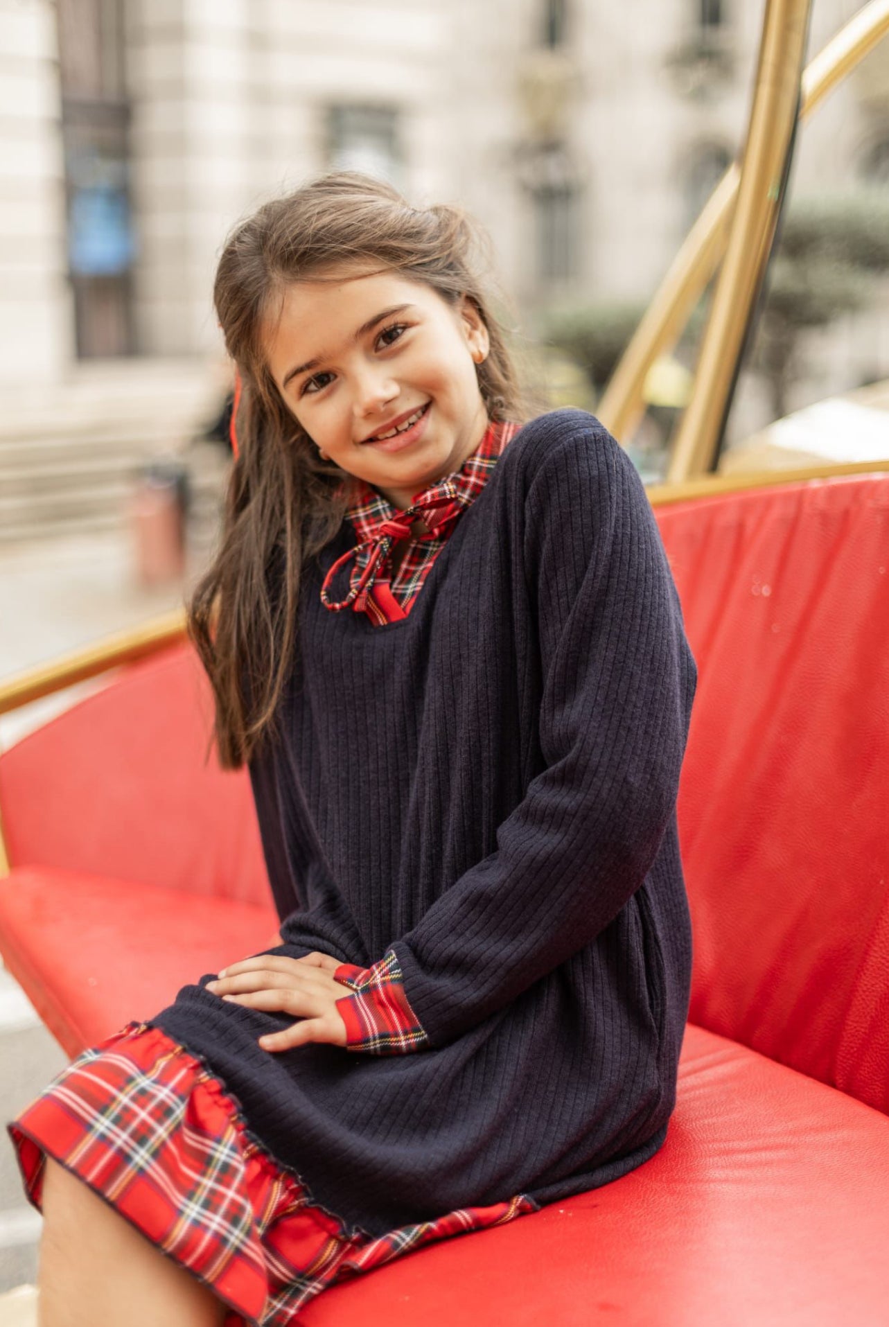 VESTIDO MALHA CHRISTMAS CANELADA FOLHO TARTAN - Carla Valente