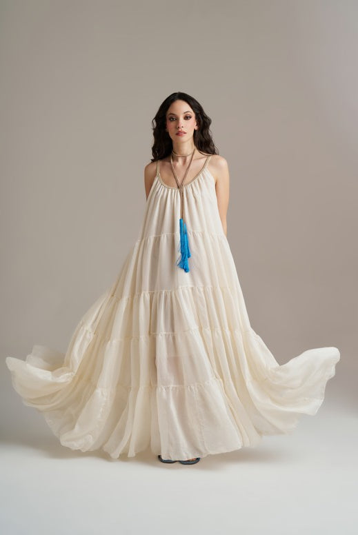VESTIDO PHO FIRENZE LONGO DECOTE CANOA COM LUREX - Carla Valente