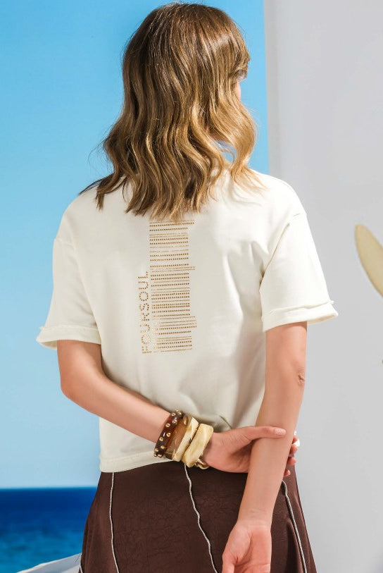 T-SHIRT FOURSOUL FELPA DECOTE EM V - Carla Valente