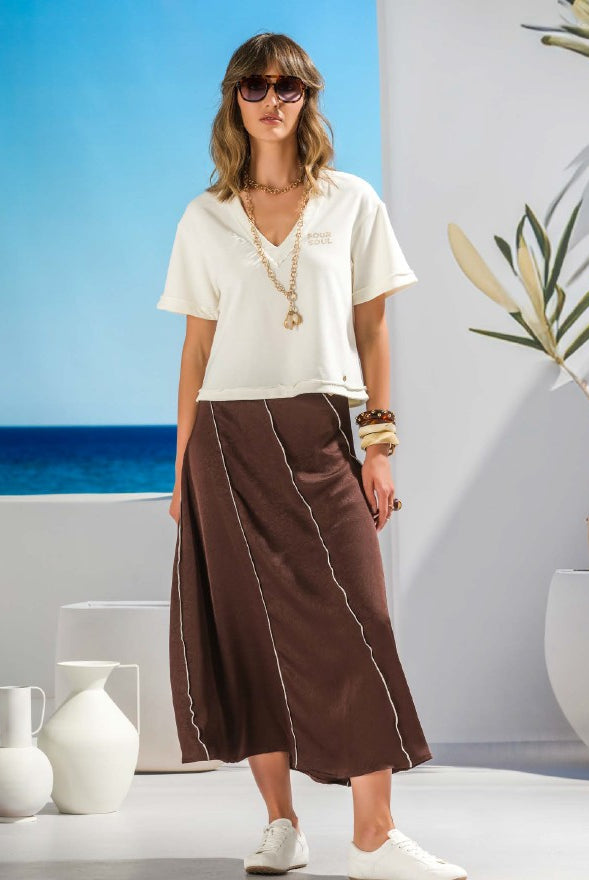T-SHIRT FOURSOUL FELPA DECOTE EM V - Carla Valente