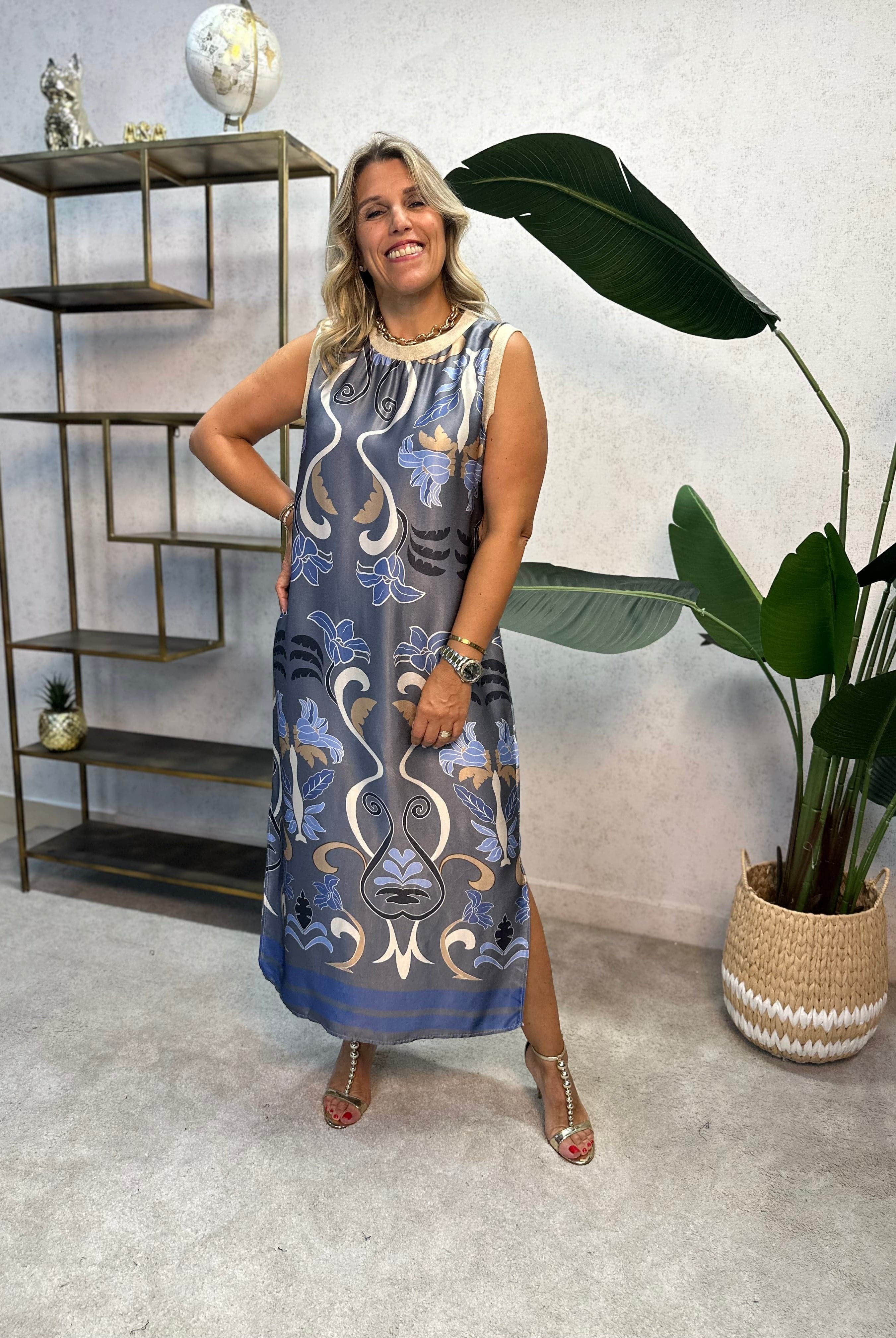 VESTIDO ALBNS DE CETIM ESTAMPADO LIS - Carla Valente