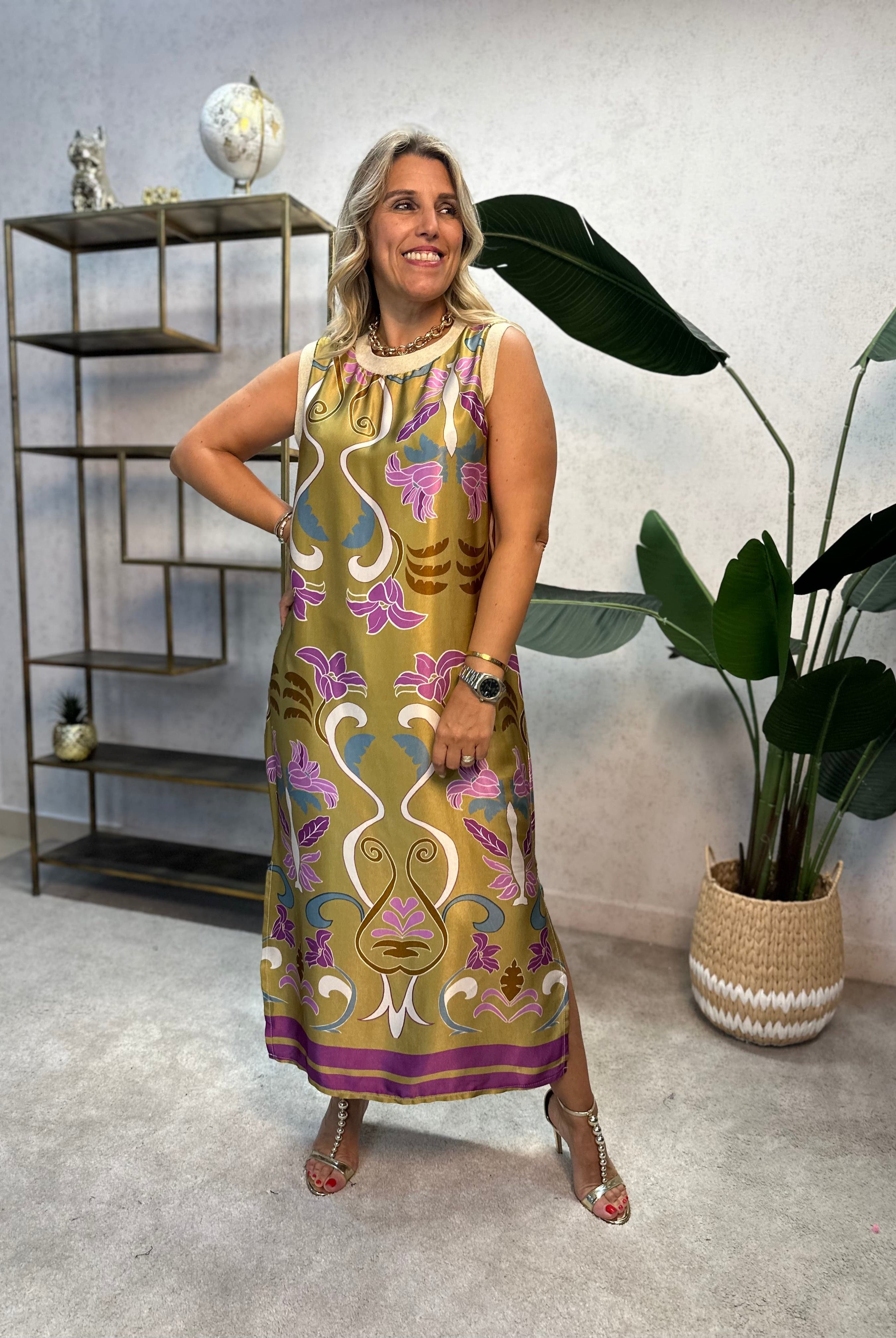 VESTIDO ALBNS DE CETIM ESTAMPADO LIS - Carla Valente