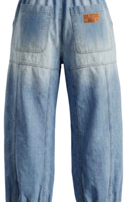 CALÇA VDR BALLOON JEANS BOLSO FRONTAL ELÁSTICO NA CINTA - Carla Valente