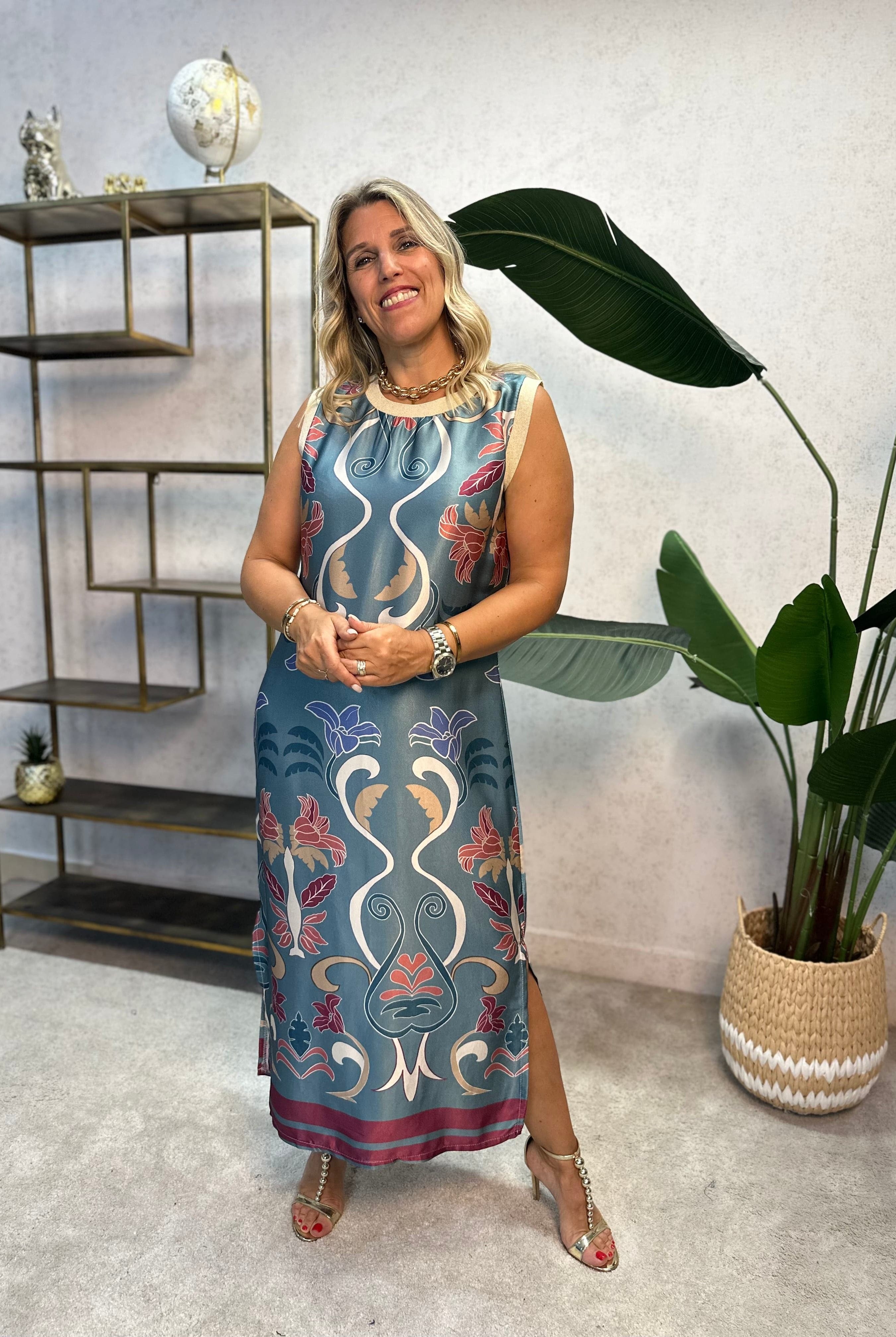 VESTIDO ALBNS DE CETIM ESTAMPADO LIS - Carla Valente