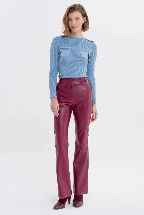 CALÇA FRACOMINA BOOTCUT COURO ECOLÓGICO - Carla Valente