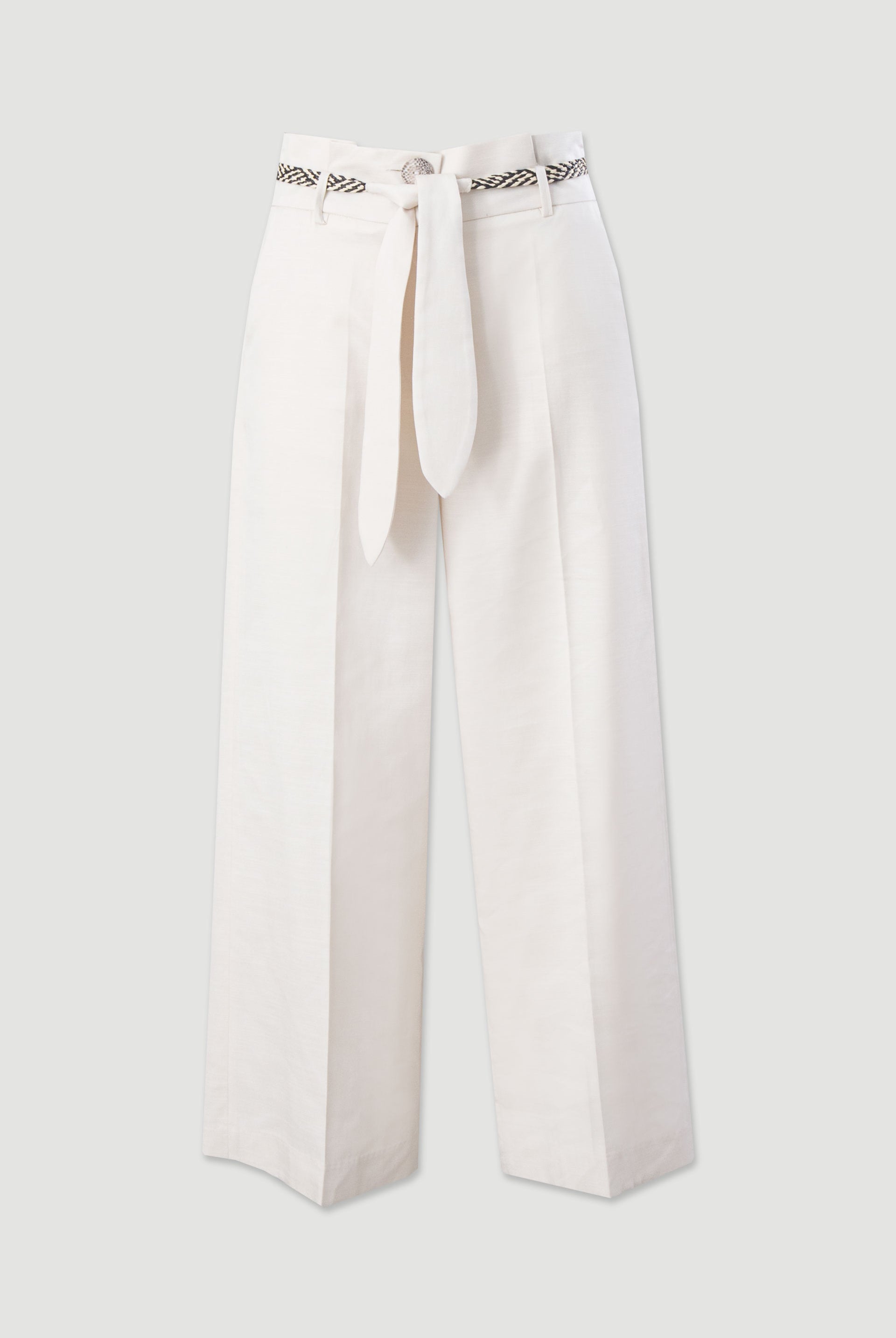 CALÇA FERRACHE CURTA WIDE LEG EM LINHO COM CINTO - Carla Valente
