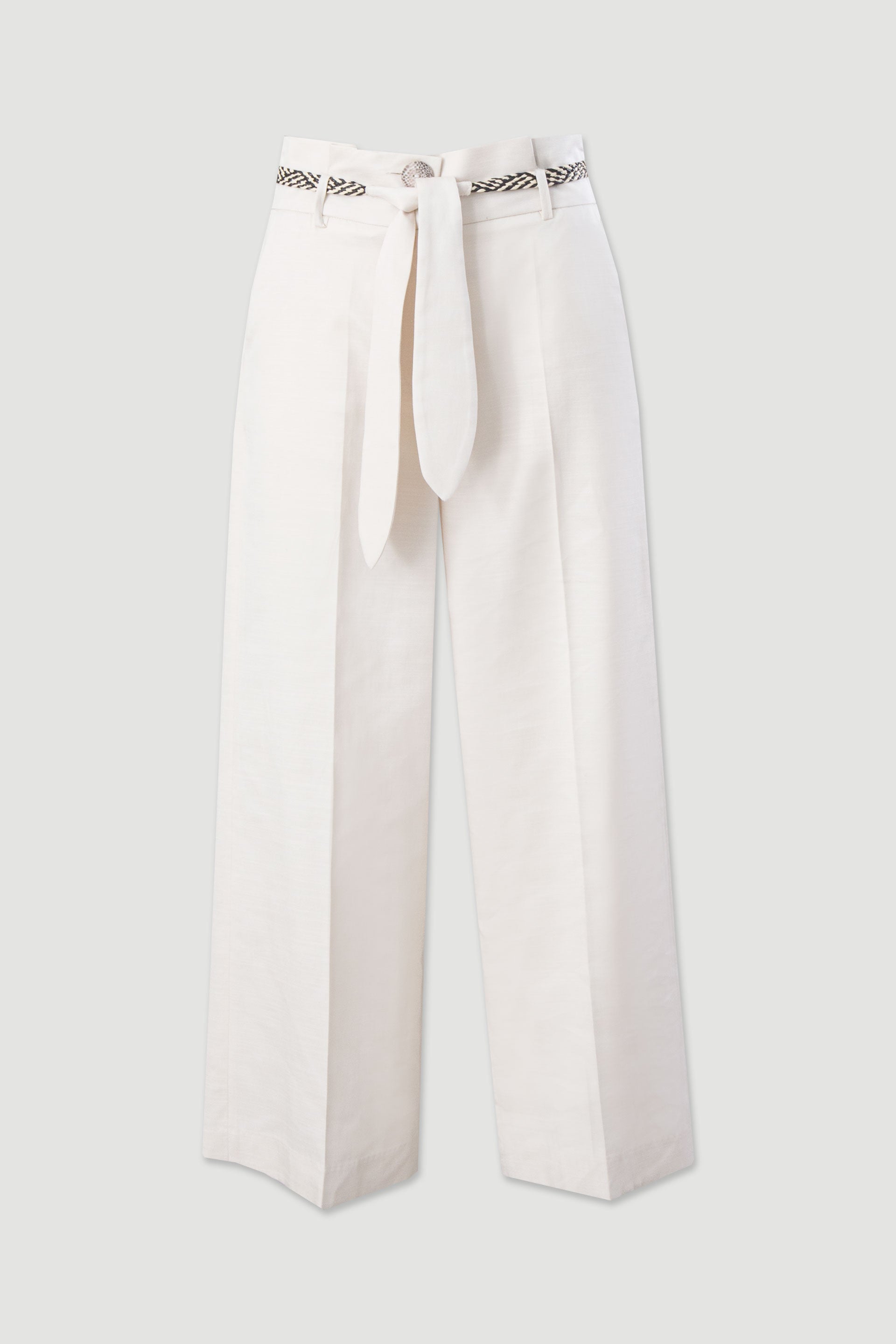 CALÇA FERRACHE CURTA WIDE LEG EM LINHO COM CINTO - Carla Valente