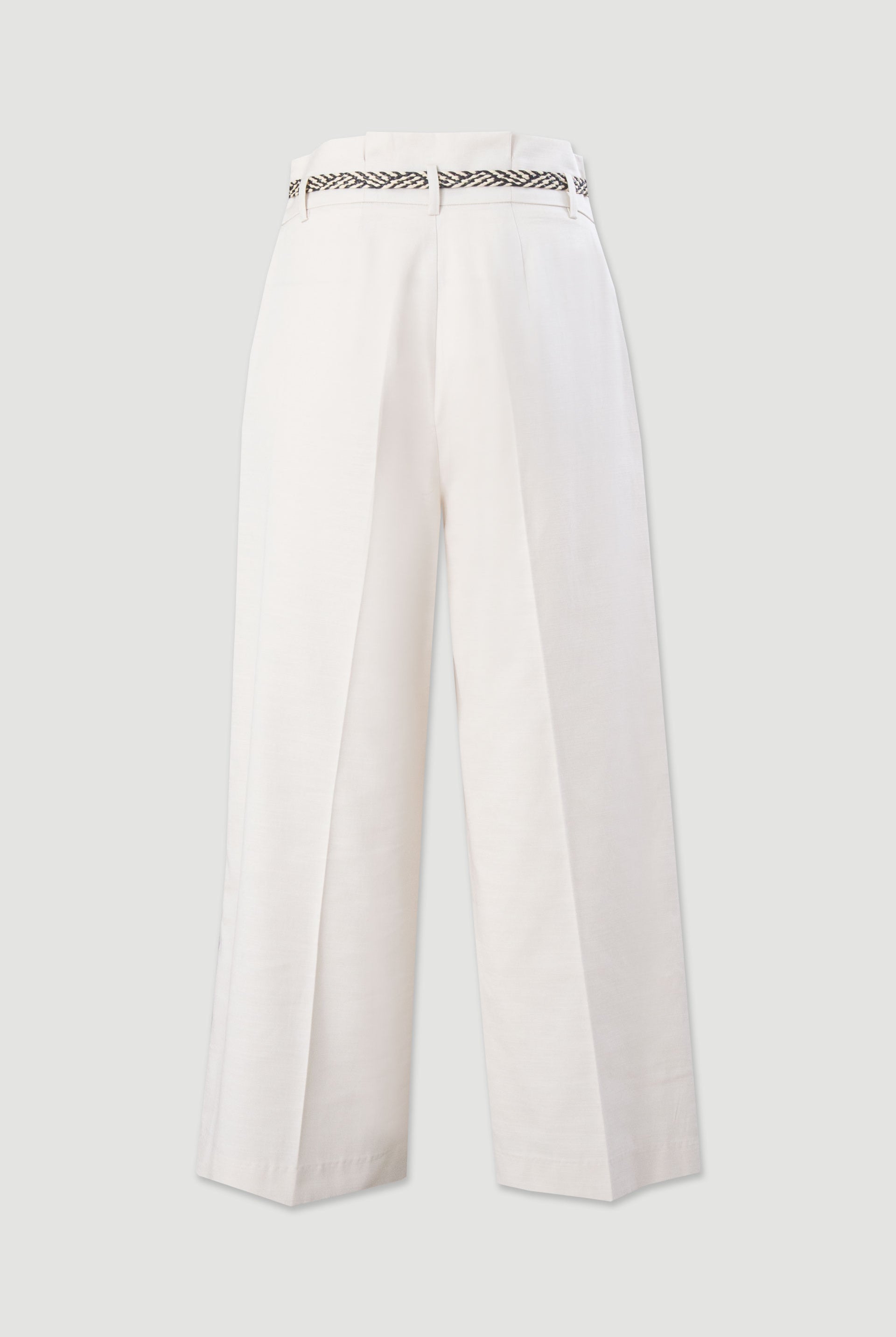 CALÇA FERRACHE CURTA WIDE LEG EM LINHO COM CINTO - Carla Valente