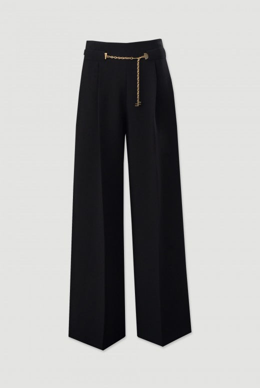 CALÇA FERRACHE WIDE LEG COM CINTO METÁLICO - Carla Valente
